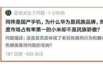 雷军不解同为民族企业为何华为才是中华自豪网友道出玄机